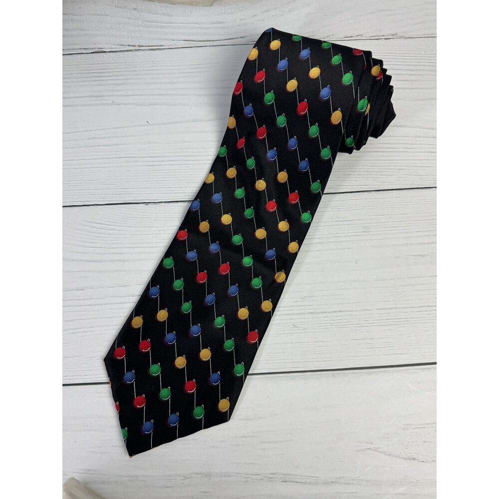 Holidays Men's Ties Necktie Christmas Lights 4" W x 58" L 100% Silk EUC